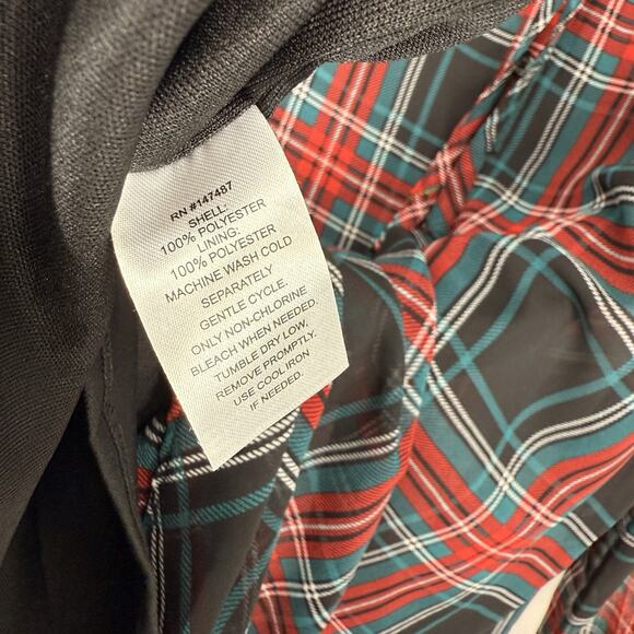 Draper James Plaid Chiffon Shift Dress size Medium Long Sleeves Ruffle Hem Midi - Picture 7 of 8